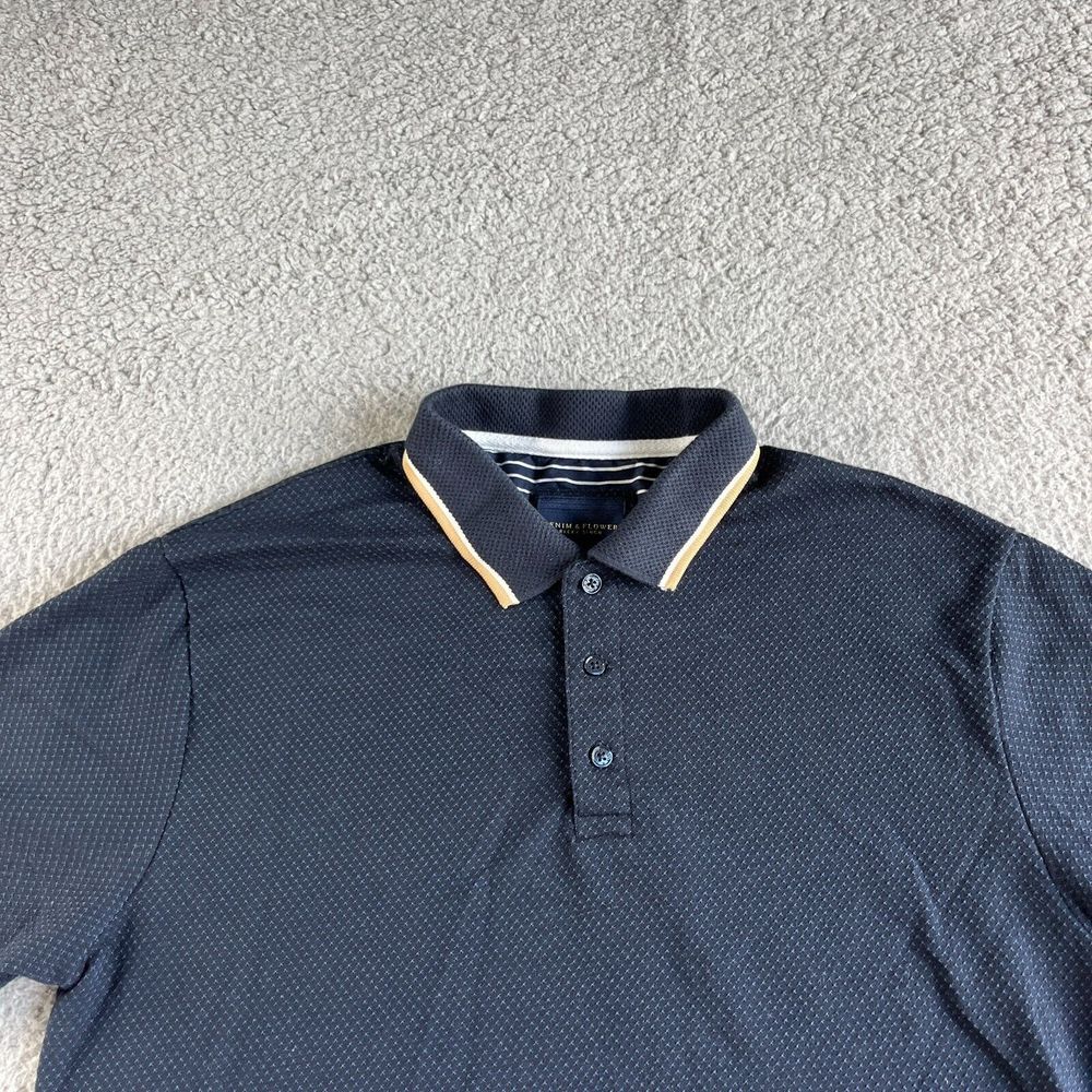 NEW Denim & Flower Polo Shirt Mens Medium Blue Ricky Singh Golf Casual Modern‎